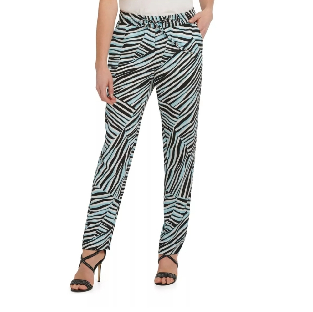 🆕NWT DKNY Printed Tie Waist Pull On Pants - Picture 2 of 11